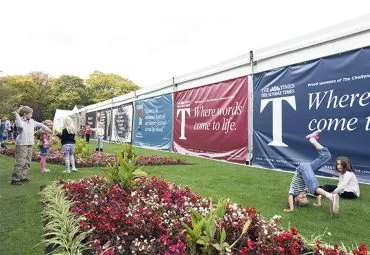 Visitors enjoying the 3rd day of the Times Cheltenham Literature Festival 2014.
Pic Gareth Iwan Jones
5th October 2014